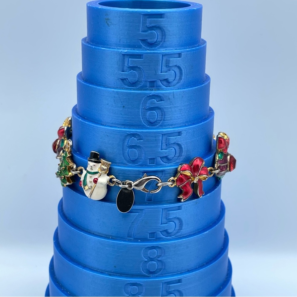 Christopher Radko Enamel Christmas Charm Bracelet Snowman Wreath 7.5” - Picture 11 of 11